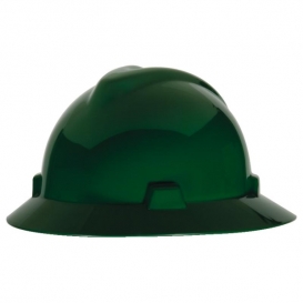 MSA 475370 V-Gard Full Brim Hard Hat - Fas-Trac Suspension - Green-MSA Hard Hats